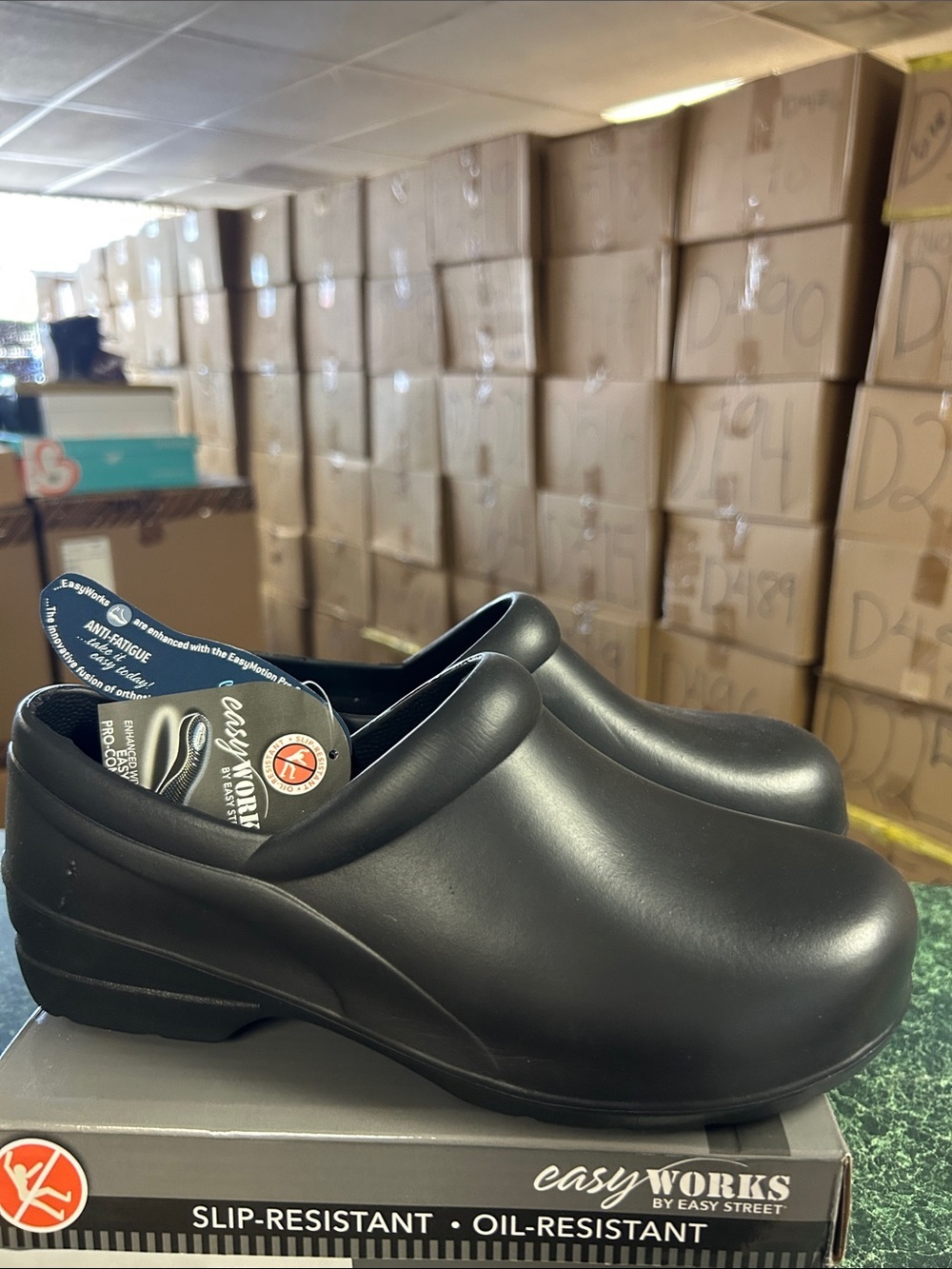 Easy Works Women's Black Slip-On Work Clogs